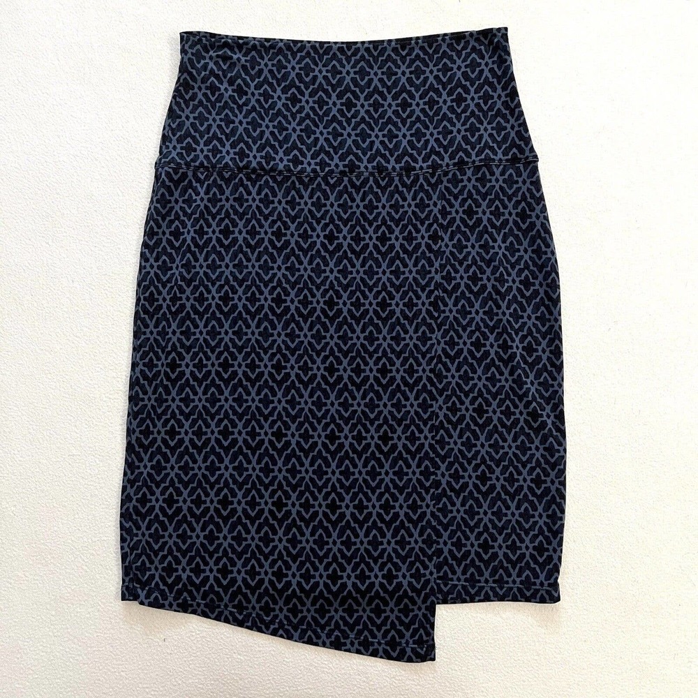 Athleta Blue Moroccan Print Stretch Tencel Seaside Fold Over Wrap Skirt 227827 S